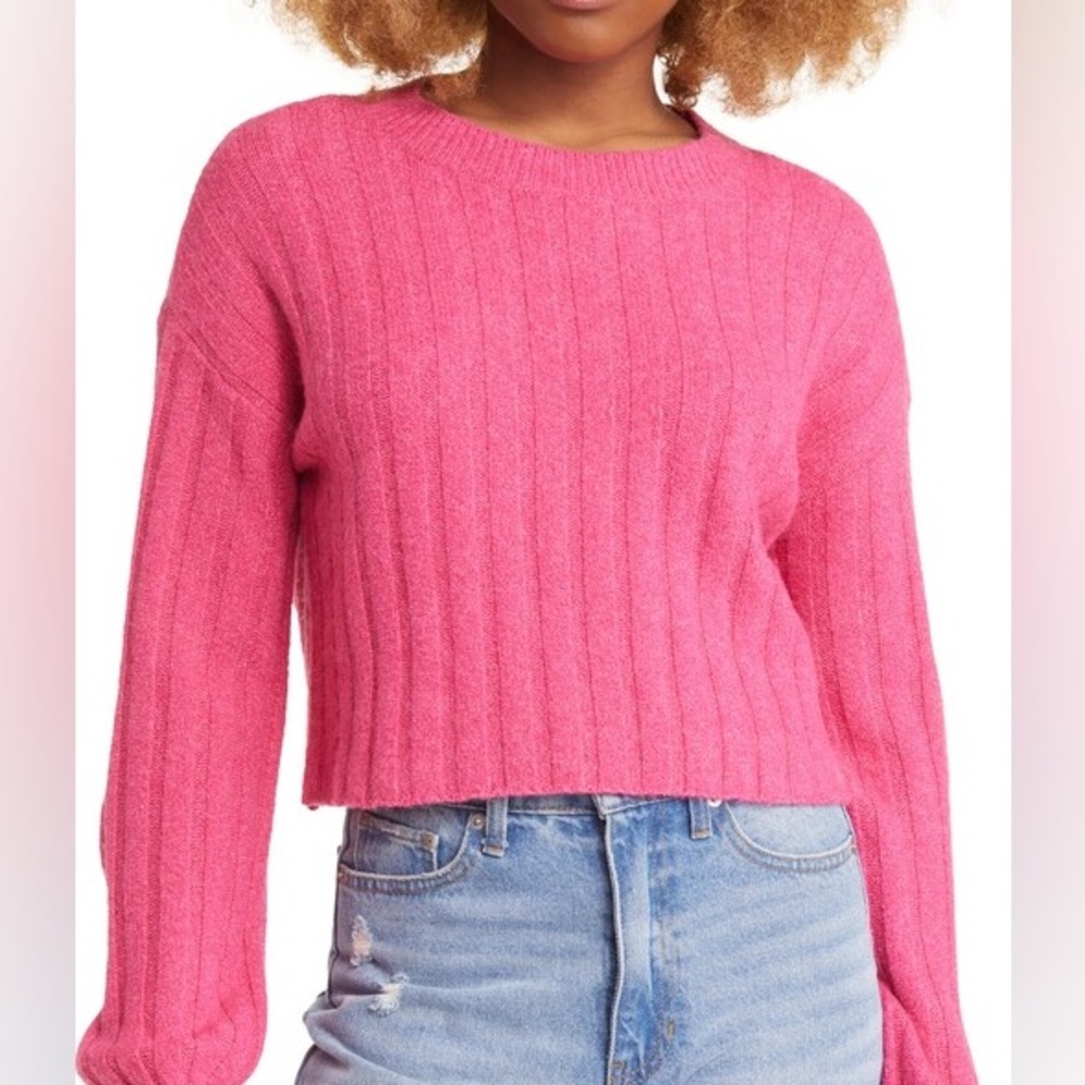 BP Pink Ribbed Crewneck Sweater
